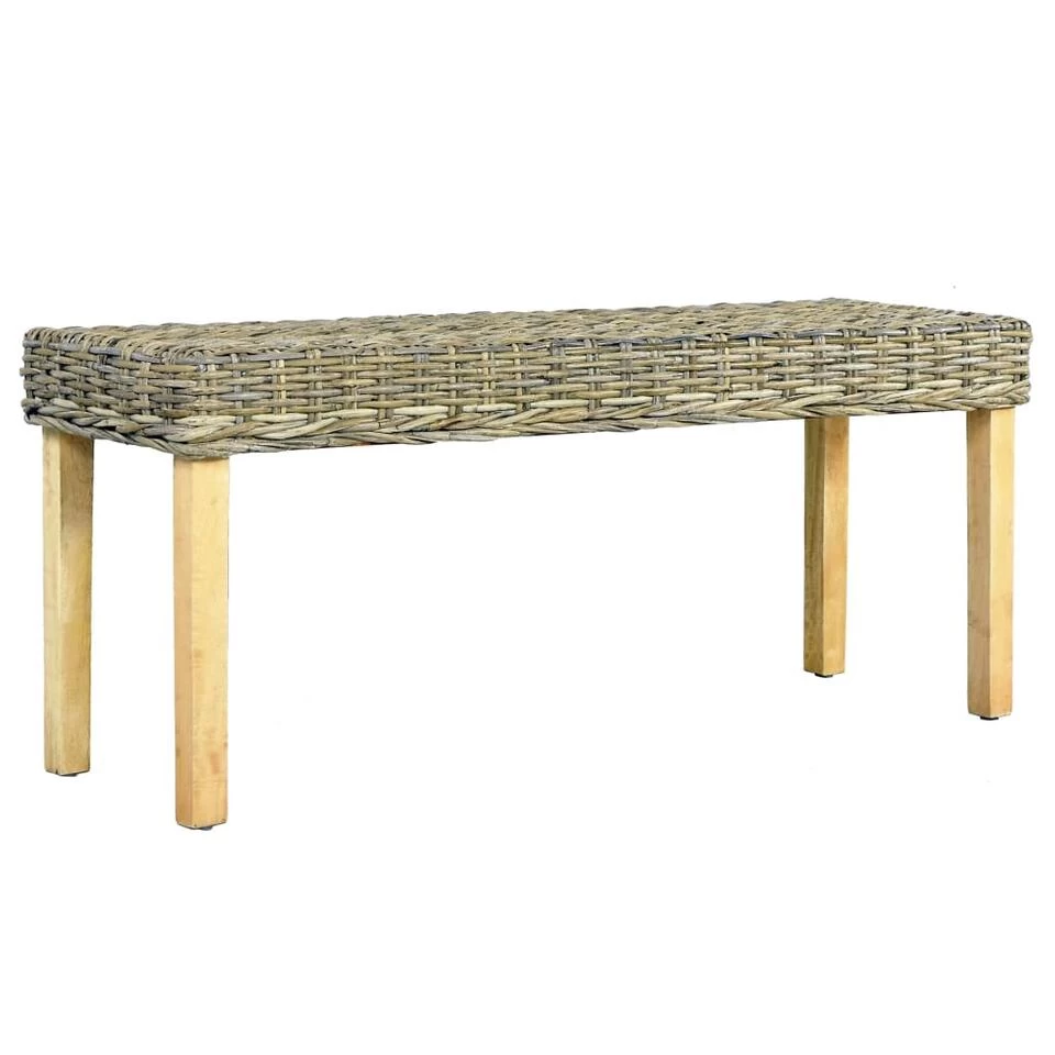 VidaXL Bankje 110 Cm Natuurlijk Kubu Rattan En Massief Mangohout 1 VidaXL Bankje 110 Cm Natuurlijk Kubu Rattan En Massief Mangohout