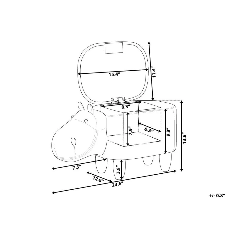 Beliani Dierenhocker HIPPO - Grijs Kunstleer 4 Beliani Dierenhocker HIPPO - Grijs Kunstleer - Afbeelding 4