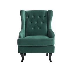 Beliani Oorfauteuil ALTA - Groen Fluweel -Bankstoel Winkel 1ed183b836fd47ddb03cdb57aa36e734