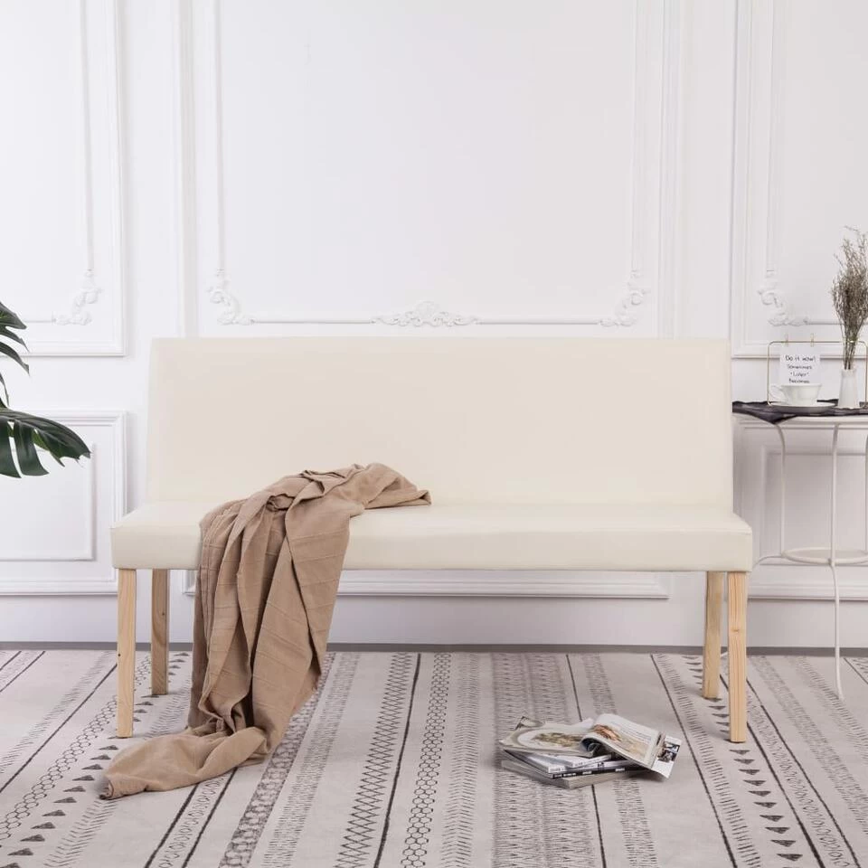 VidaXL Bankje 139,5 Cm Kunstleer Crème 2 VidaXL Bankje 139,5 Cm Kunstleer Crème - Afbeelding 2