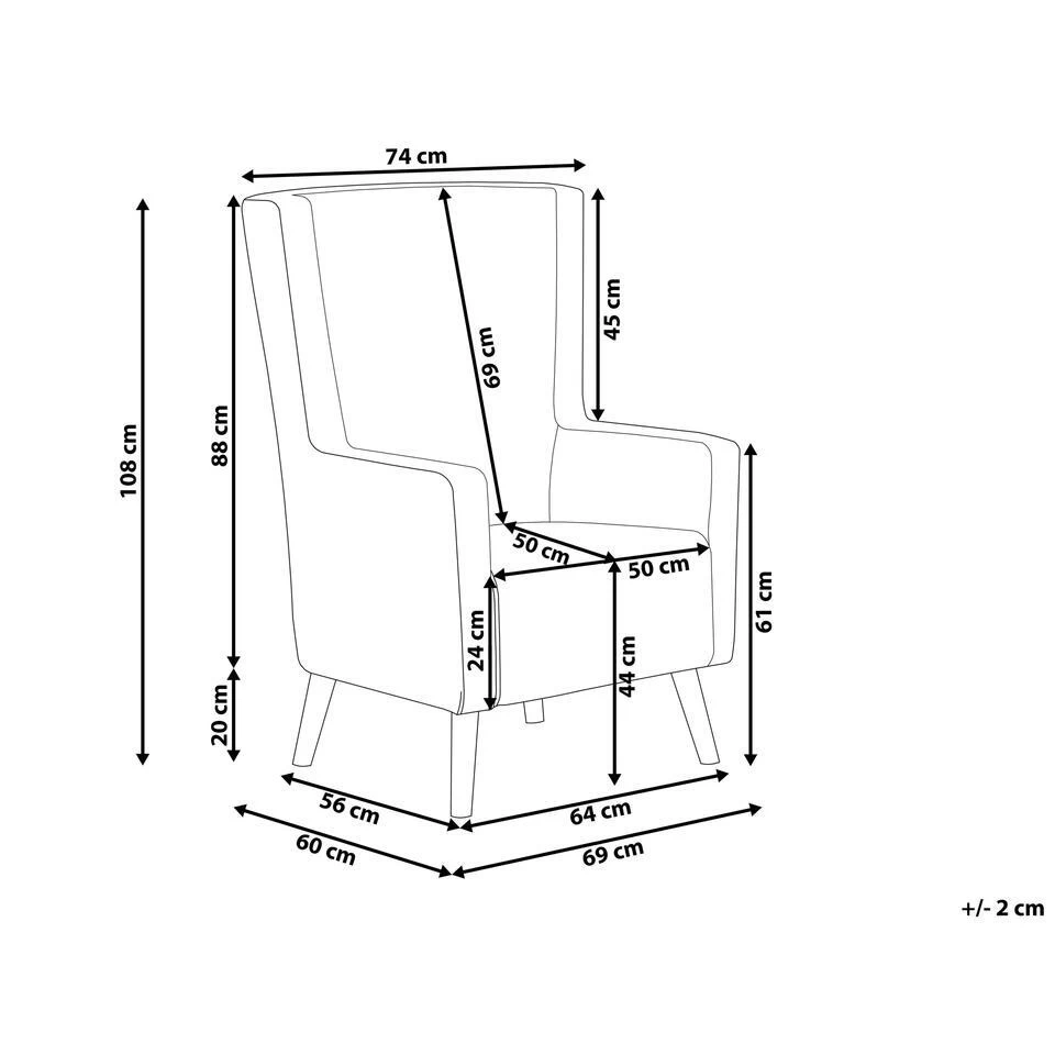 Beliani Oorfauteuil ONEIDA - Geel Fluweel 3 Beliani Oorfauteuil ONEIDA - Geel Fluweel - Afbeelding 3