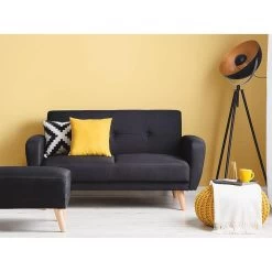 Beliani Ottomaan FLORLI - Zwart Polyester -Bankstoel Winkel 2c829d186e4f4cf1b13cc0603e660663