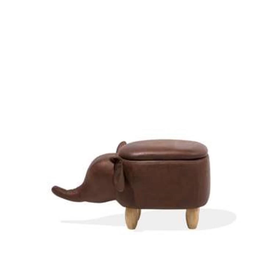 Beliani Dierenhocker ELEPHANT - Bruin Kunstleer 2 Beliani Dierenhocker ELEPHANT - Bruin Kunstleer - Afbeelding 2