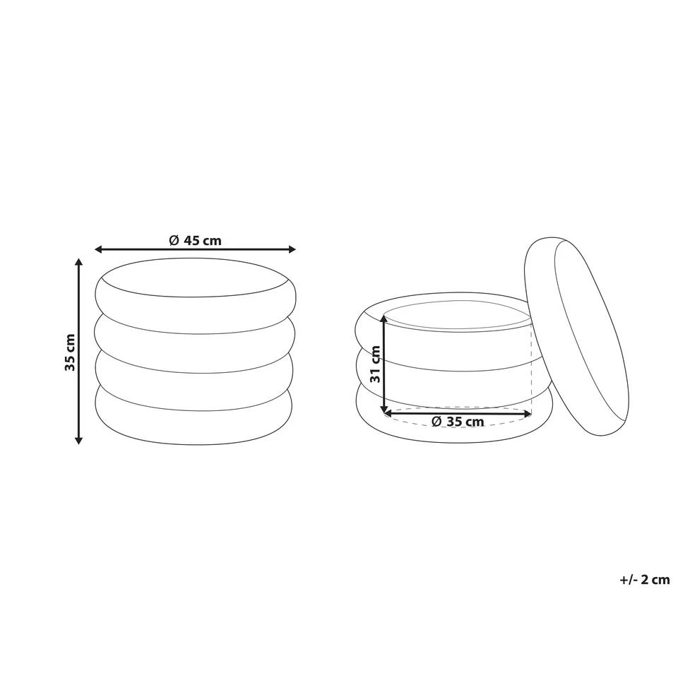 Beliani Poef BREWTON - Grijs Fluweel 3 Beliani Poef BREWTON - Grijs Fluweel - Afbeelding 3