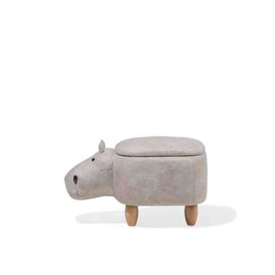 Beliani Dierenhocker HIPPO - Grijs Kunstleer 2 Beliani Dierenhocker HIPPO - Grijs Kunstleer - Afbeelding 2