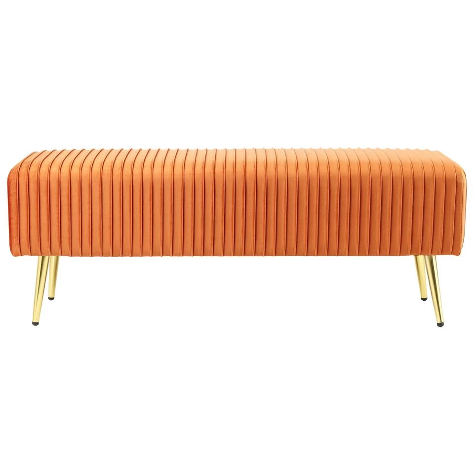 Beliani Hocker PATERSON - Oranje Fluweel 4 Beliani Hocker PATERSON - Oranje Fluweel - Afbeelding 4