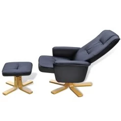 VidaXL Fauteuil Met Voetenbankje Kunstleer Zwart -Bankstoel Winkel 421f886b2045471fabc4b46a115ef9ee
