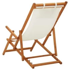 VidaXL Strandstoel Inklapbaar Massief Eucalyptushout En Stof Crème -Bankstoel Winkel 453ab6aafaca4c6eb483059a8035bd39