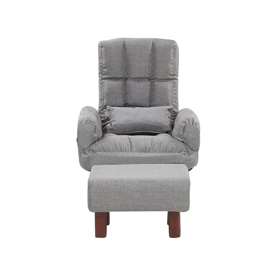 Beliani Fauteuil OLAND - Grijs Polyester 4 Beliani Fauteuil OLAND - Grijs Polyester - Afbeelding 4