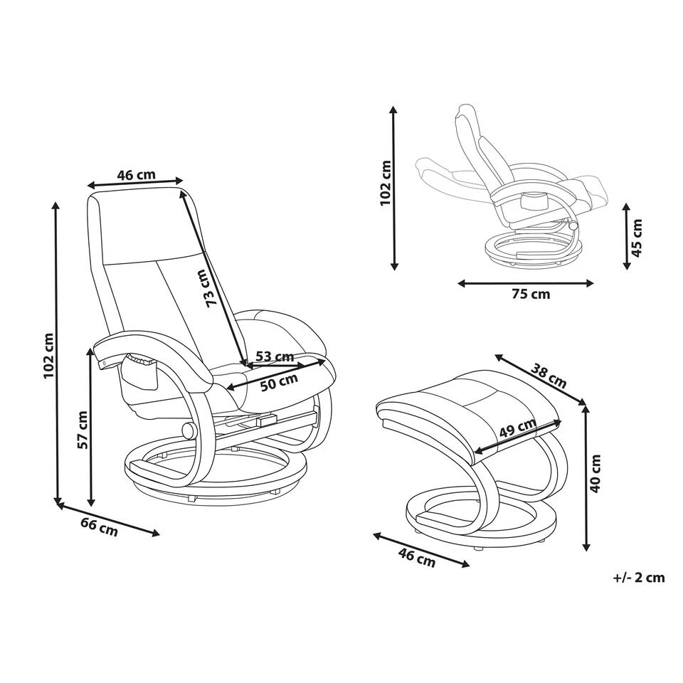 Beliani Massagestoel HERO - Zwart Polyester 3 Beliani Massagestoel HERO - Zwart Polyester - Afbeelding 3