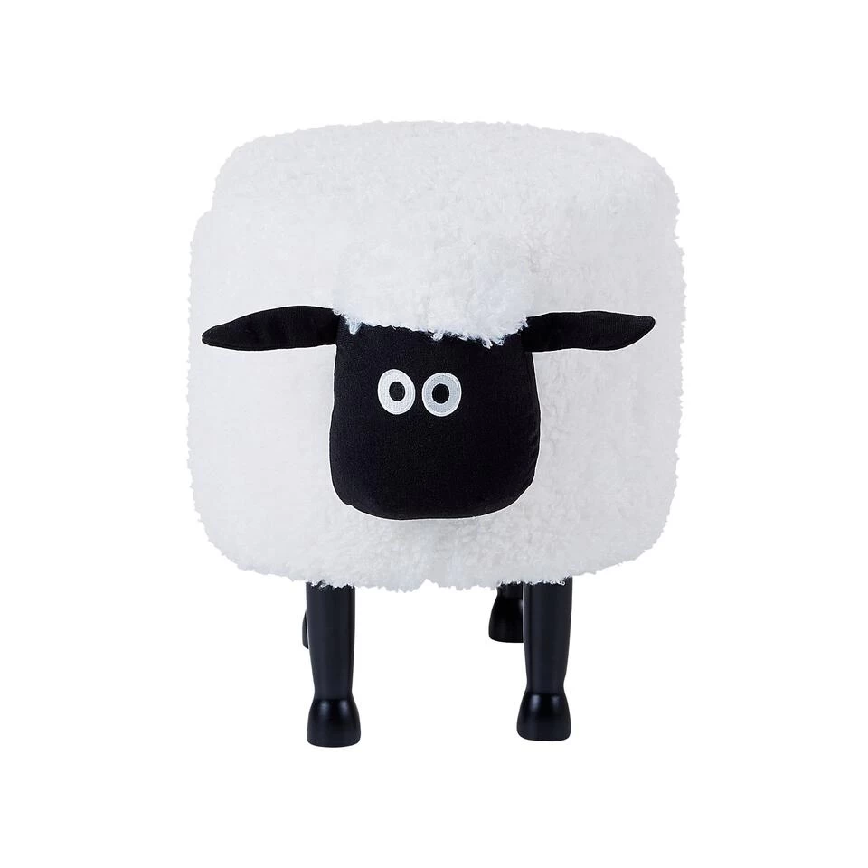 Beliani Dierenhocker SHEEP - Wit Polyester 4 Beliani Dierenhocker SHEEP - Wit Polyester - Afbeelding 4