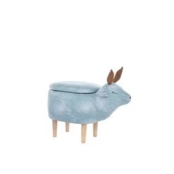 Beliani Hocker REINDEER - Blauw Polyester -Bankstoel Winkel 54747a5f6ec64d6cbacf58e0f52159f7