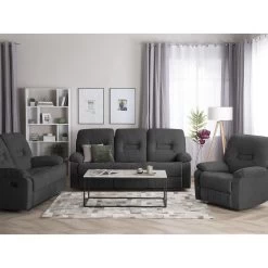 Beliani Fauteuil BERGEN - Grijs Polyester -Bankstoel Winkel 54bfbad025954851b0e15c8e7985f49a