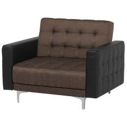 Beliani Fauteuil ABERDEEN - Bruin Polyester -Bankstoel Winkel 586efc786e5d4b358fd244443e280bce