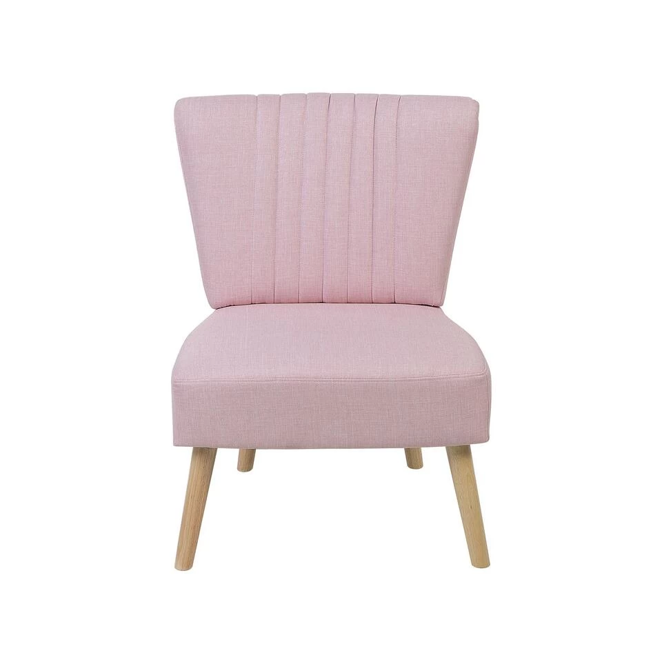 Beliani Fauteuil VAASA - Roze Polyester 4 Beliani Fauteuil VAASA - Roze Polyester - Afbeelding 4