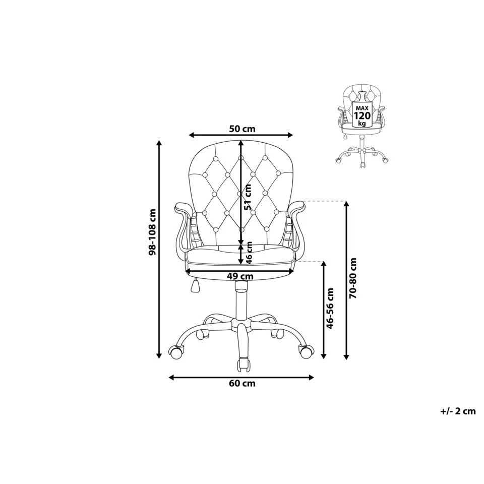 Beliani Bureaustoel PRINCESS - Roze Fluweel 3 Beliani Bureaustoel PRINCESS - Roze Fluweel - Afbeelding 3
