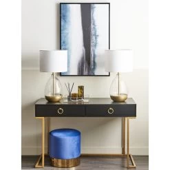 Beliani Poef SOPHIA - Blauw Fluweel -Bankstoel Winkel 6185ff90976641f084c1631cbe86a3f1