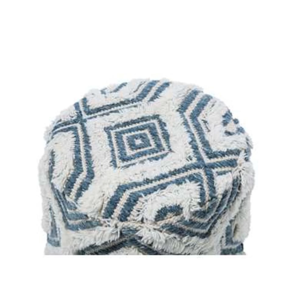 Beliani Hocker AGRA - Wit Wol, Katoen 4 Beliani Hocker AGRA - Wit Wol, Katoen - Afbeelding 4