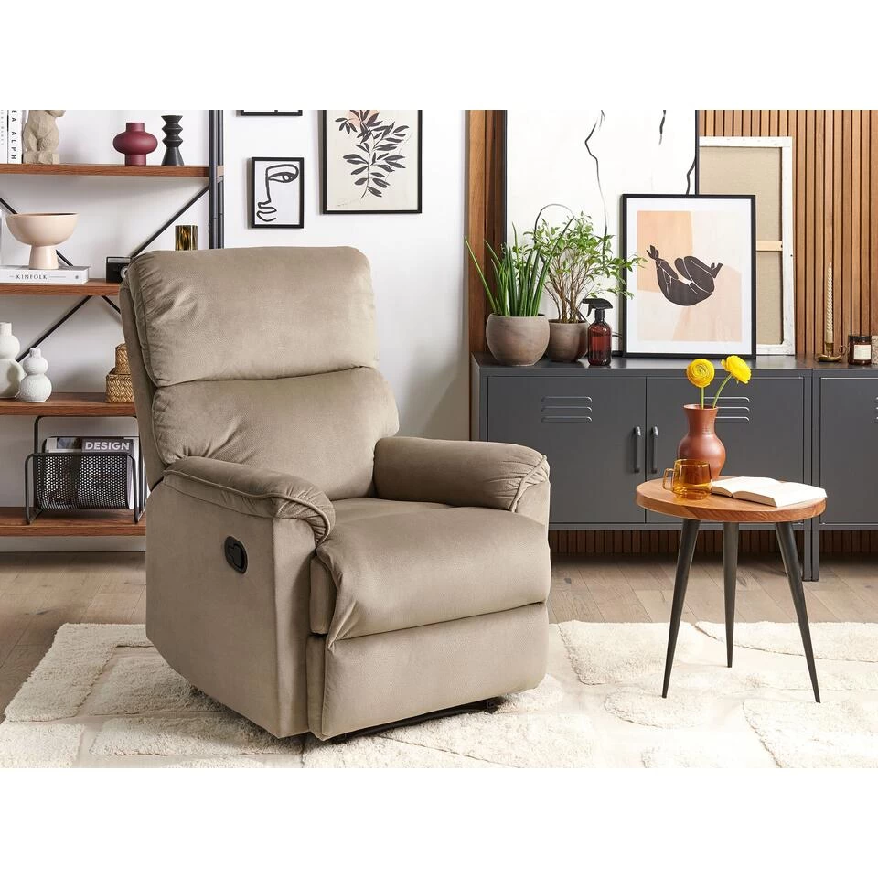Beliani TV-fauteuil EVERTON - Bruin Polyester 2 Beliani TV-fauteuil EVERTON - Bruin Polyester - Afbeelding 2