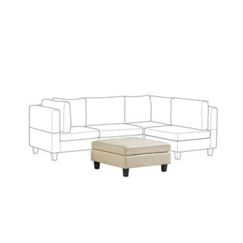 Beliani Ottomaan FEVIK - Beige Polyester 3 Beliani Ottomaan FEVIK - Beige Polyester - Afbeelding 3