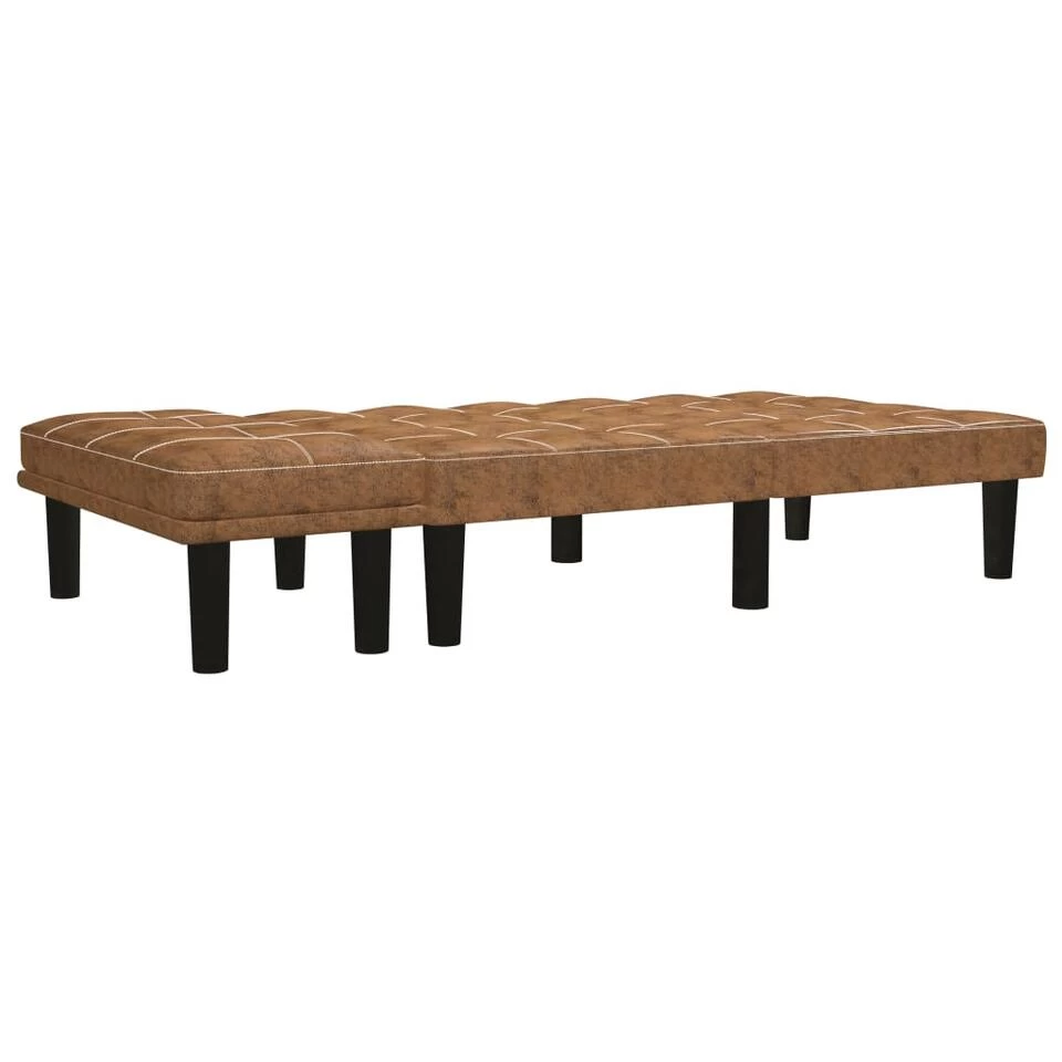 VidaXL Tweezitsbank Kunstsuède Bruin 2 VidaXL Tweezitsbank Kunstsuède Bruin - Afbeelding 2