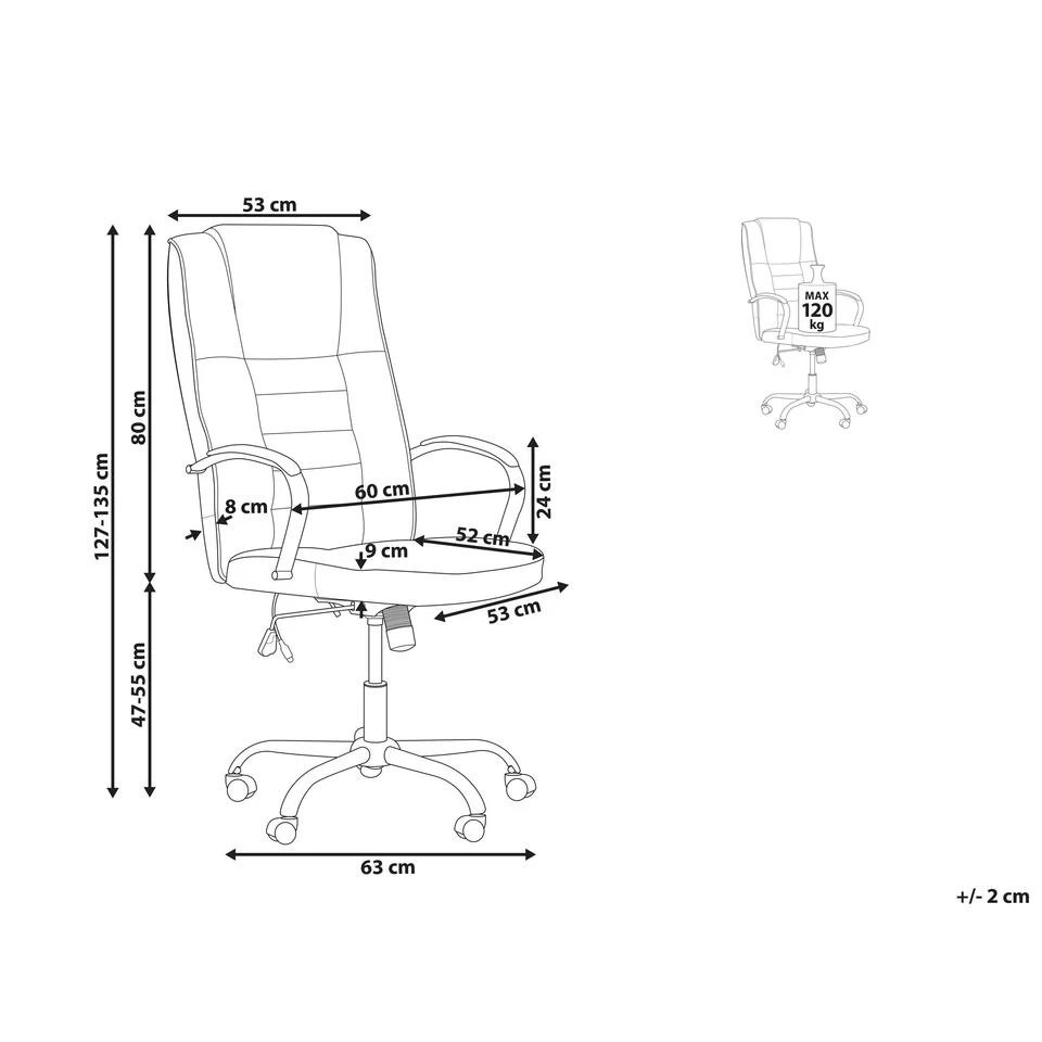 Beliani Bureaustoel GRANDEUR - Beige Kunstleer 3 Beliani Bureaustoel GRANDEUR - Beige Kunstleer - Afbeelding 3