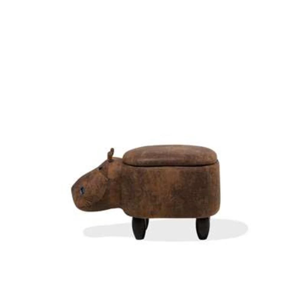 Beliani Dierenhocker HIPPO - Bruin Kunstleer 2 Beliani Dierenhocker HIPPO - Bruin Kunstleer - Afbeelding 2
