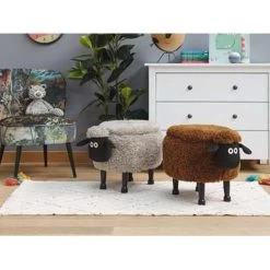 Beliani Dierenhocker SHEEP - Bruin Polyester 6 Beliani Dierenhocker SHEEP - Bruin Polyester -Bankstoel Winkel 766e747b15b545d69b78cb4c61e7c3c1