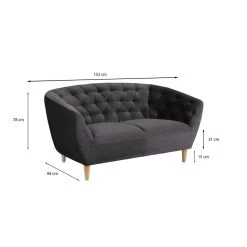 Bank Thyrza 2-zits - Fluweel - Donkergrijs -Bankstoel Winkel 81020424 6900