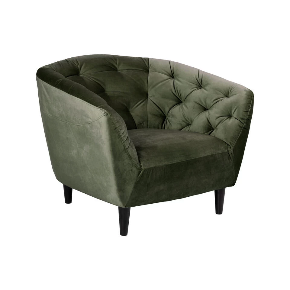 Fauteuil Thyrza - Fluweel - Groen 2 Fauteuil Thyrza - Fluweel - Groen - Afbeelding 2