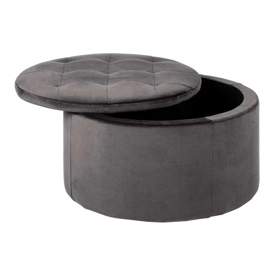 Poef Debussy - Donkergrijs - 35xØ60 Cm 2 Poef Debussy - Donkergrijs - 35xØ60 Cm - Afbeelding 2