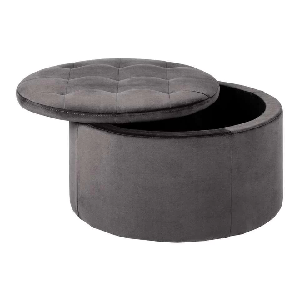 Poef Debussy - Donkergrijs - 35xØ60 Cm 1 Poef Debussy - Donkergrijs - 35xØ60 Cm