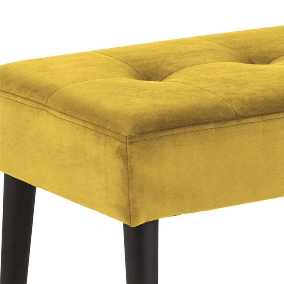 Bankje Gaby - Stof Vic - Geel - 45x95x38 Cm 2 Bankje Gaby - Stof Vic - Geel - 45x95x38 Cm - Afbeelding 2