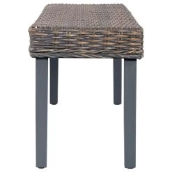 VidaXL Bankje 110 Cm Natuurlijk Kubu Rattan En Massief Mangohout Grijs -Bankstoel Winkel 81076a4d4b2b4a389cd723ad09404eb9