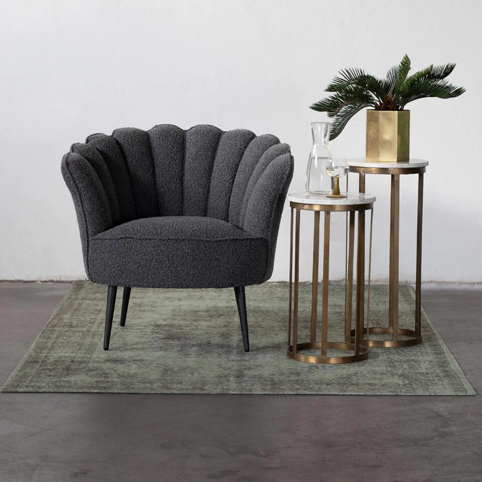 Giga Meubel Fauteuil Bouclé Stone - 57x85x80cm - Jada 2 Giga Meubel Fauteuil Bouclé Stone - 57x85x80cm - Jada - Afbeelding 2