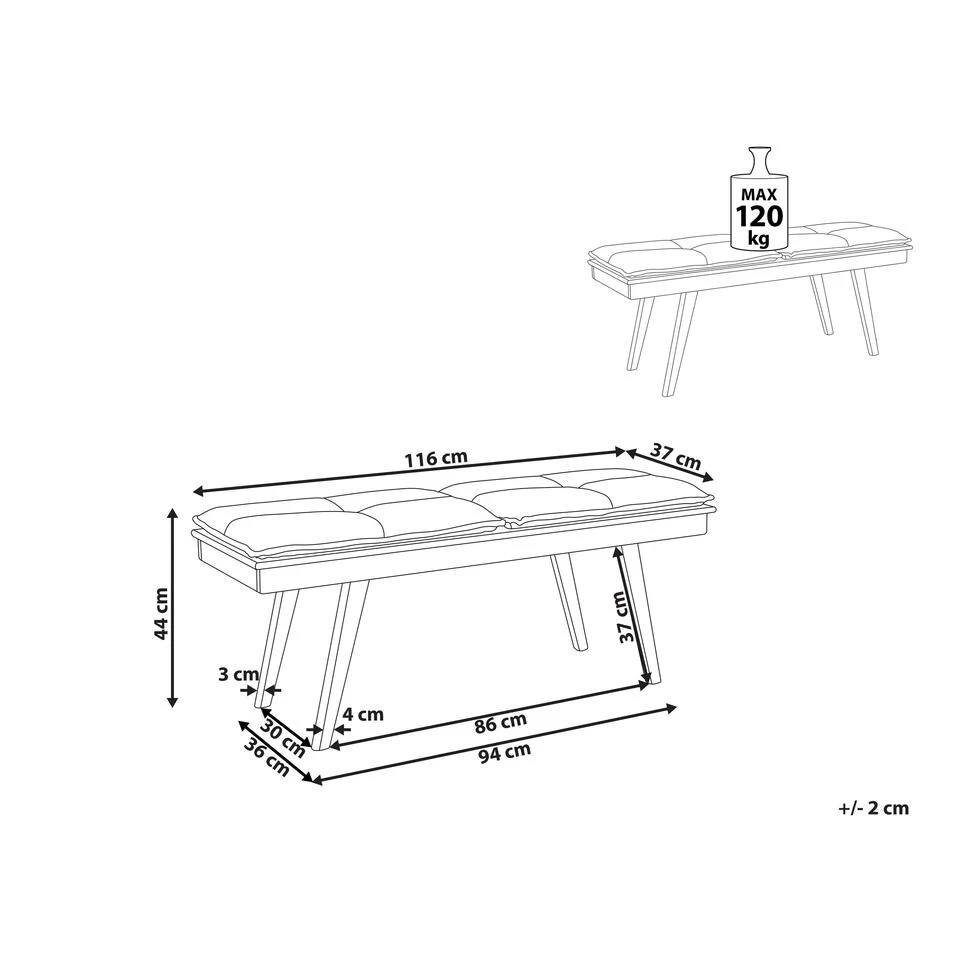 Beliani Bedbank EXTON - Donkere Houtkleur Mdf 3 Beliani Bedbank EXTON - Donkere Houtkleur Mdf - Afbeelding 3