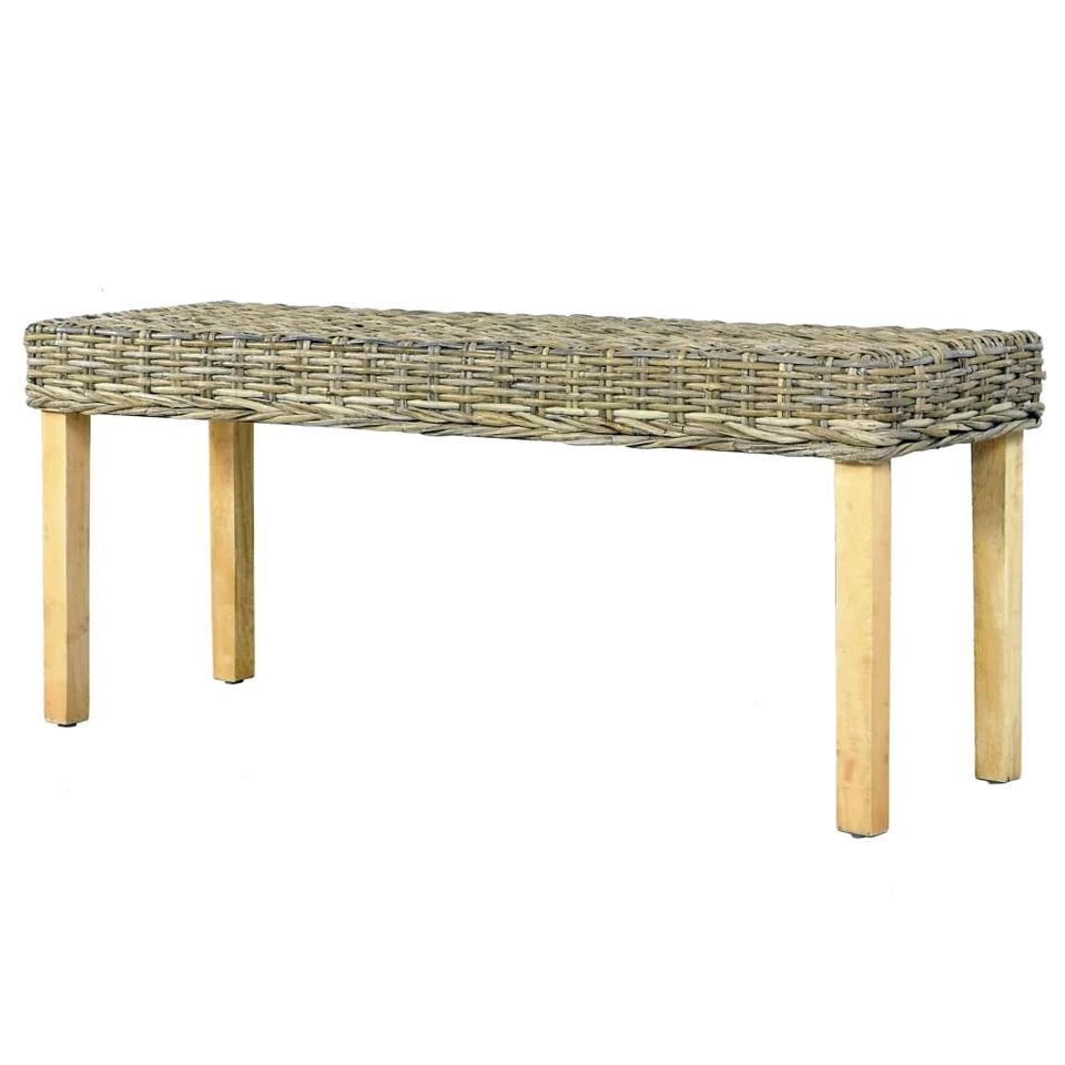 VidaXL Bankje 110 Cm Natuurlijk Kubu Rattan En Massief Mangohout 4 VidaXL Bankje 110 Cm Natuurlijk Kubu Rattan En Massief Mangohout - Afbeelding 4