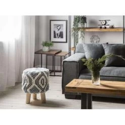 Beliani Hocker AGRA - Wit Wol, Katoen 6 Beliani Hocker AGRA - Wit Wol, Katoen -Bankstoel Winkel 8b5f8500068448cfacedd6488fd6537a