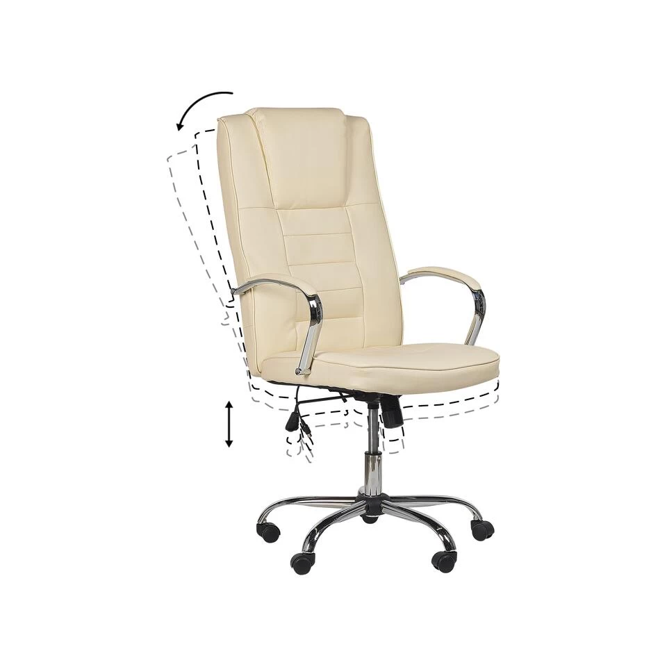 Beliani Bureaustoel GRANDEUR - Beige Kunstleer 4 Beliani Bureaustoel GRANDEUR - Beige Kunstleer - Afbeelding 4