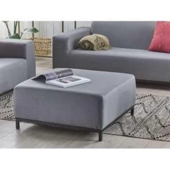 Beliani Ottomaan ROVIGO - Grijs Polyester -Bankstoel Winkel 936505d3f3c74bc9a2c921ea1afbfc30