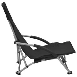 VidaXL Strandstoelen 2 St Inklapbaar Stof Zwart -Bankstoel Winkel 9552855a096e486e92e6fde3d9aba3eb