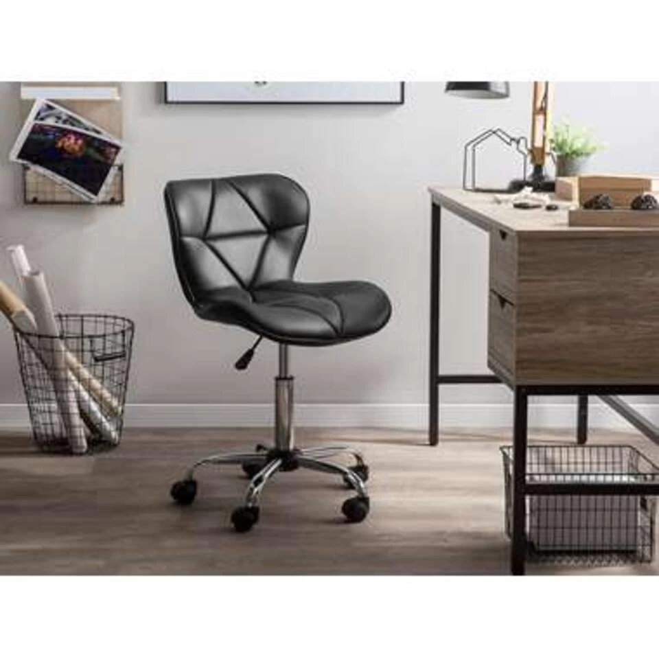 Beliani Bureaustoel VALETTA - Zwart Kunstleer 2 Beliani Bureaustoel VALETTA - Zwart Kunstleer - Afbeelding 2