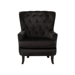 Beliani Fauteuil VIBORG - Zwart Fluweel -Bankstoel Winkel 96bbf422216f4692a521c8300611f37e