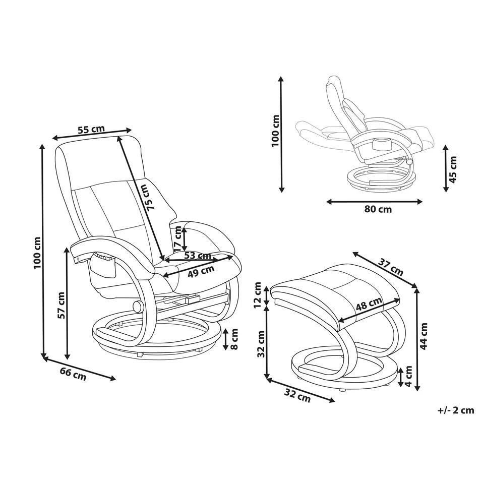Beliani Massagestoel FORCE - Bruin Kunstleer 3 Beliani Massagestoel FORCE - Bruin Kunstleer - Afbeelding 3