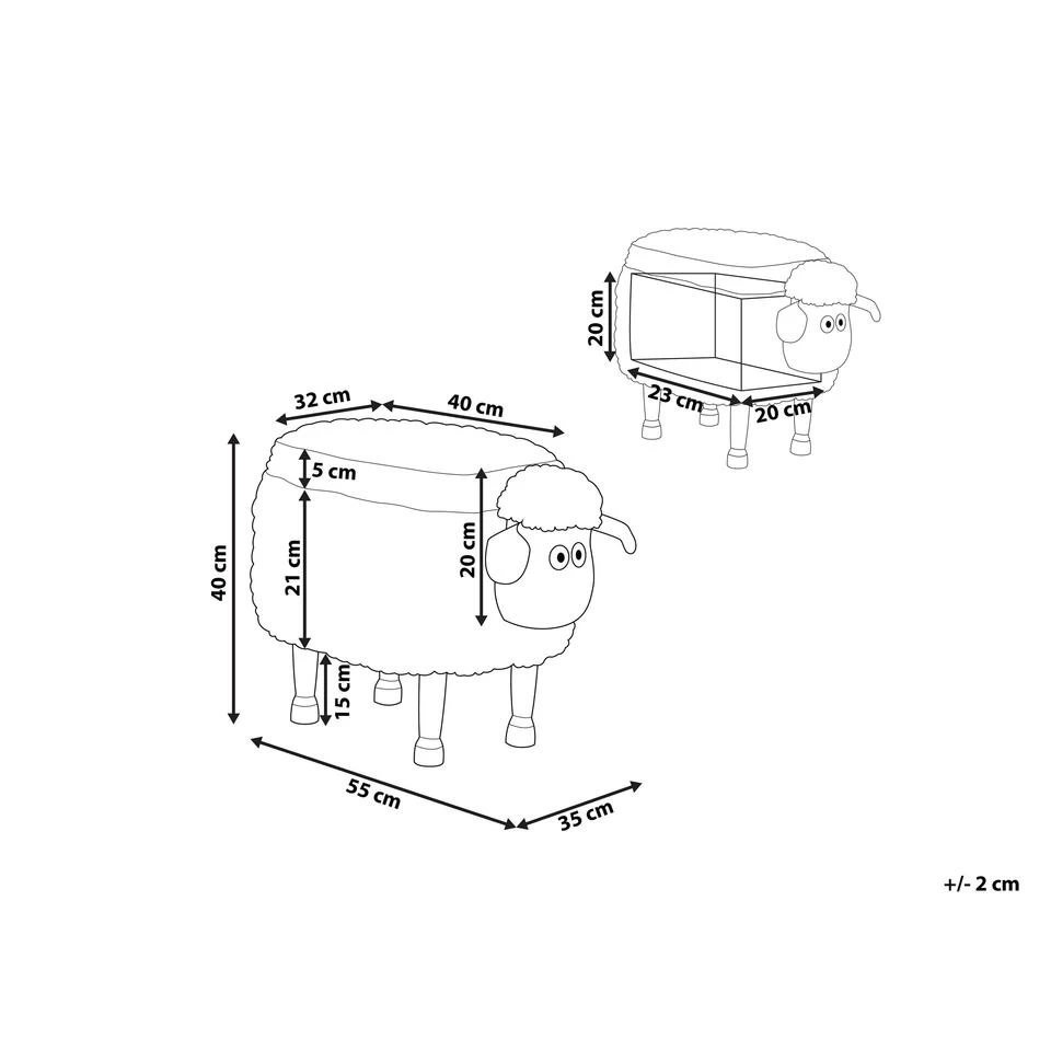Beliani Dierenhocker SHEEP - Wit Polyester 3 Beliani Dierenhocker SHEEP - Wit Polyester - Afbeelding 3