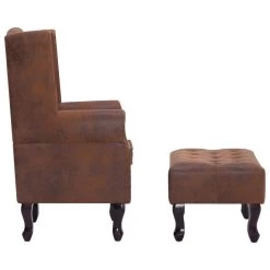 VidaXL Fauteuil En Voetenbank Chesterfield-stijl Kunstsuède Bruin -Bankstoel Winkel a2879054251d4744b17e532ce32deb87