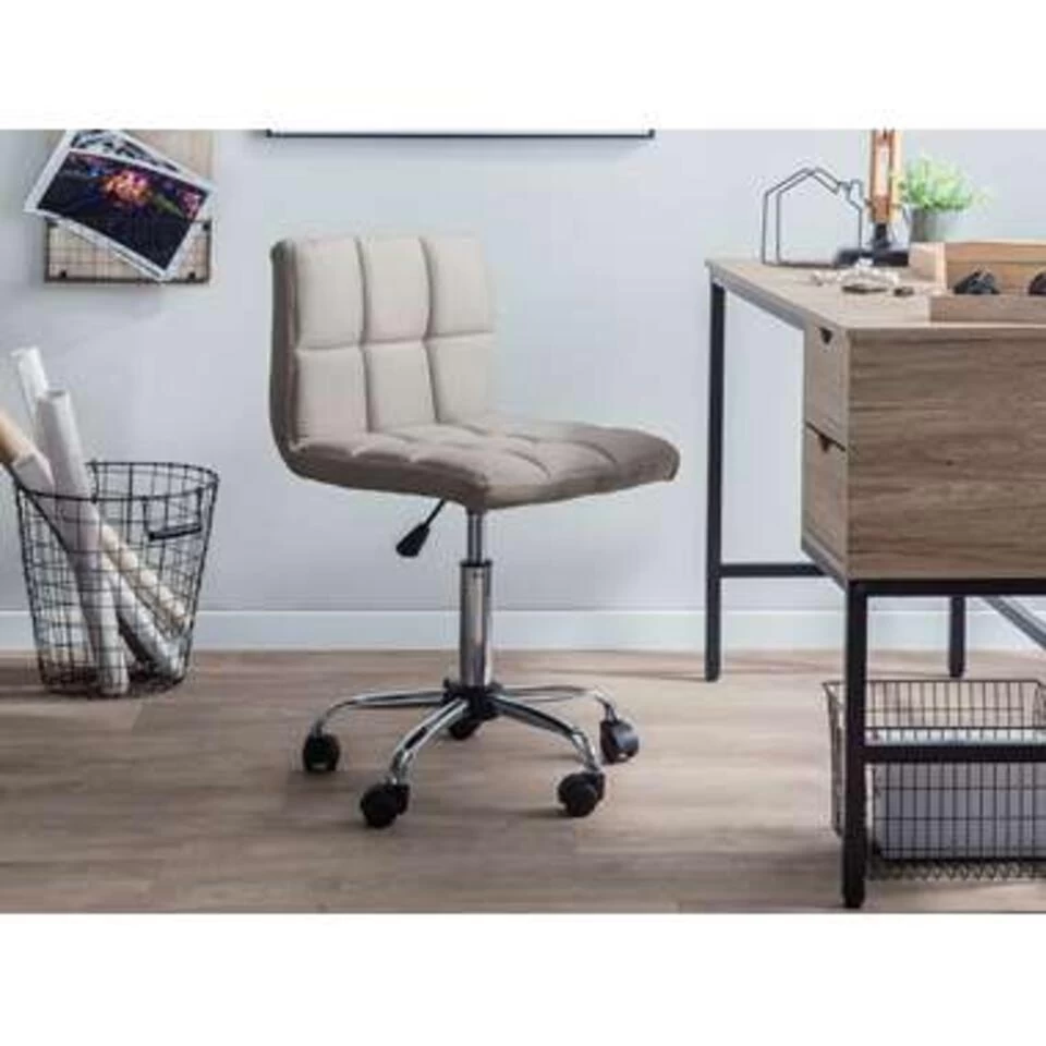 Beliani Bureaustoel MARION - Beige Polyester 2 Beliani Bureaustoel MARION - Beige Polyester - Afbeelding 2