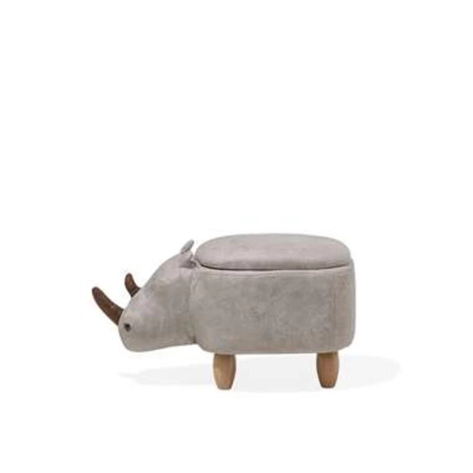 Beliani Dierenhocker RHINO - Grijs Kunstleer 4 Beliani Dierenhocker RHINO - Grijs Kunstleer - Afbeelding 4