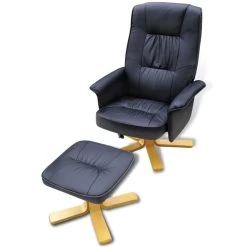 VidaXL Fauteuil Met Voetenbankje Kunstleer Zwart -Bankstoel Winkel b04c8bc1b9e54529ade4a1ea0c3aa340