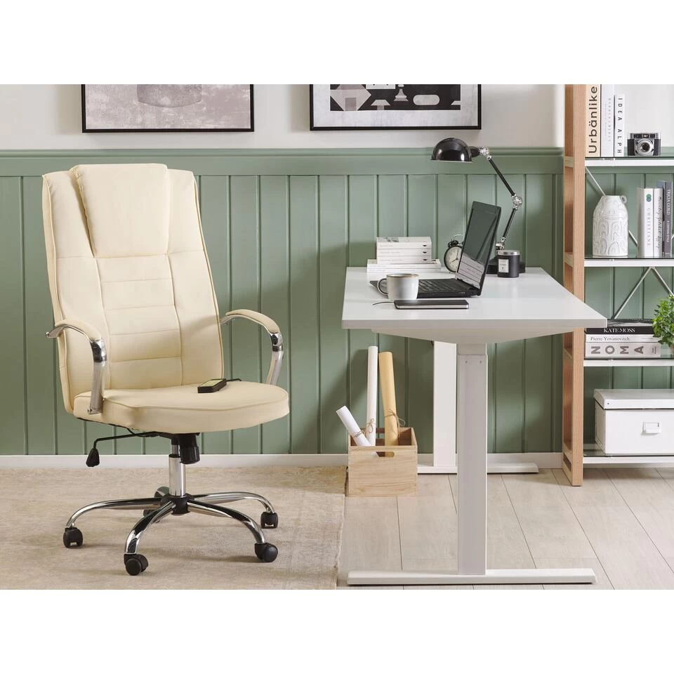 Beliani Bureaustoel GRANDEUR - Beige Kunstleer 2 Beliani Bureaustoel GRANDEUR - Beige Kunstleer - Afbeelding 2